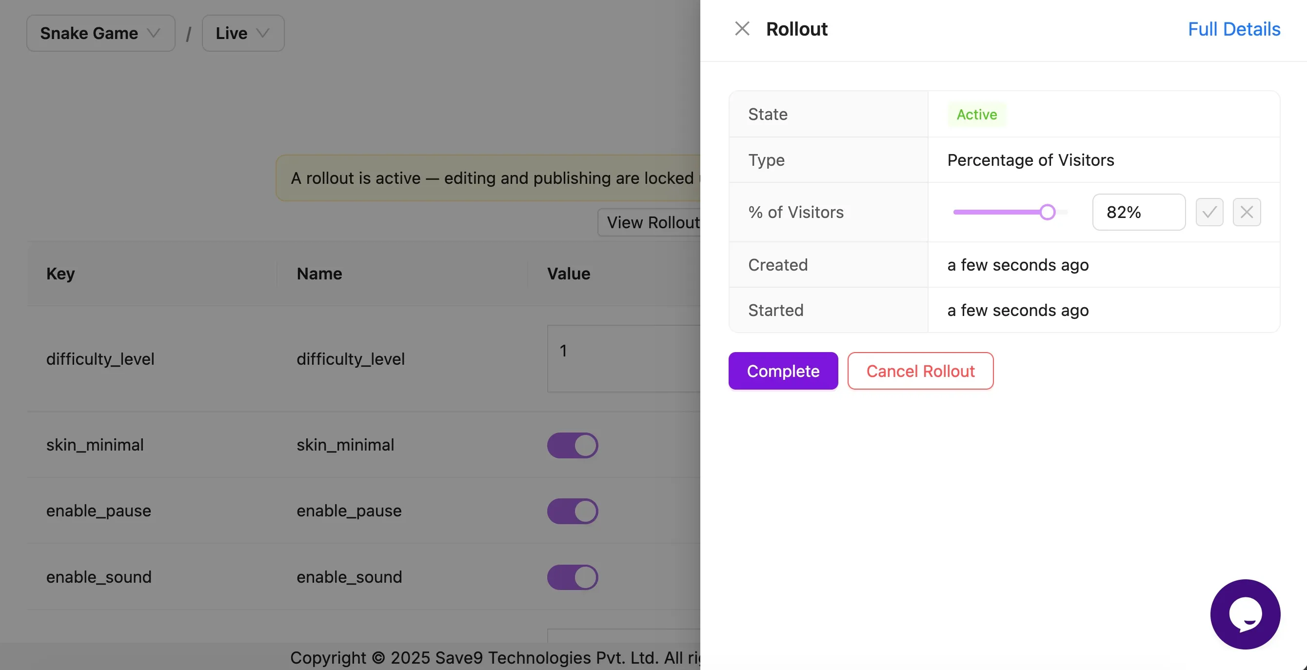 ConfigBee Gradual rollouts - 82 Percentage of Visitors